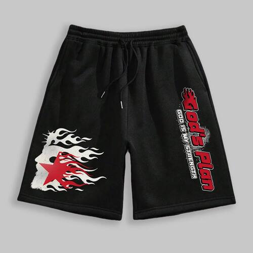 Men'S Casual Sports Shorts Polyester Knit Fabric with Slight