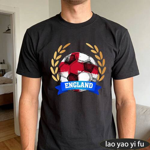 England Football Printed Tee Soccer Ball Lover T-Shirt Socce