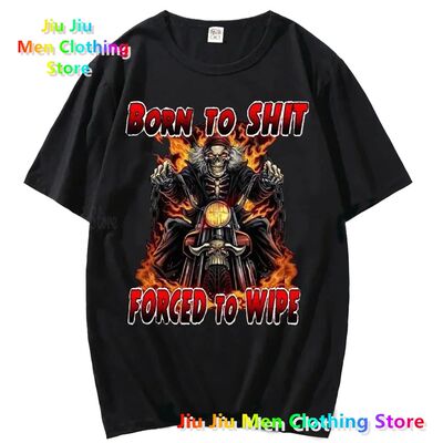 Cool Anime Skul The Born To Shit Forced 2 Wipe Print O-Neck