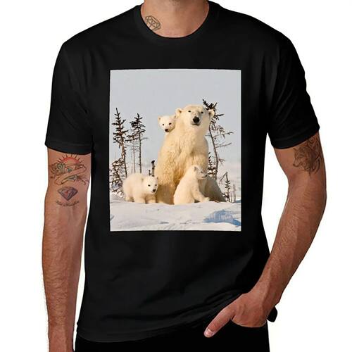 Polar Bear Family T-Shirt anime tees cute tops blacks mens t