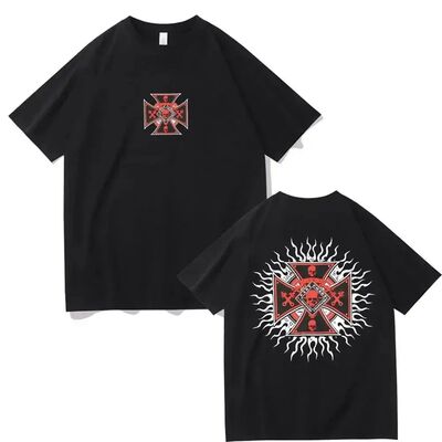 West Coast Choppers Cross Frame Print Tshirt Summer Male Hip