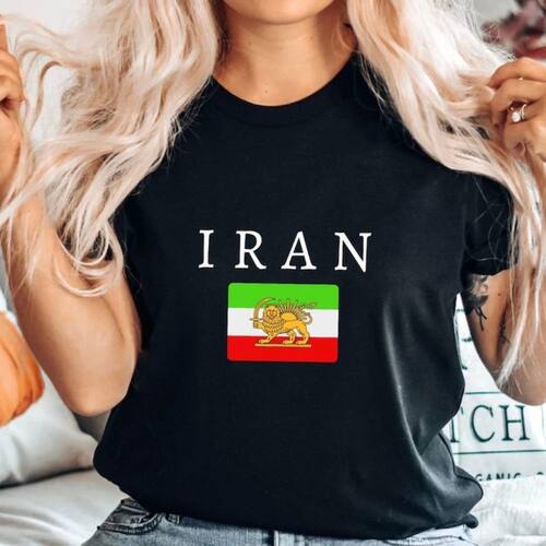 Iran Flag T-Shirt Persian Lion and Sun Graphic Tee Shir-o-Kh