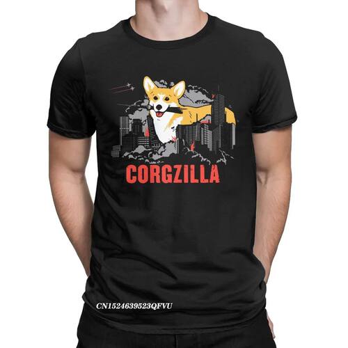 Men CORGZILLA Corgi Dog Tshirt Pup Fluff Pet Premium Cotton