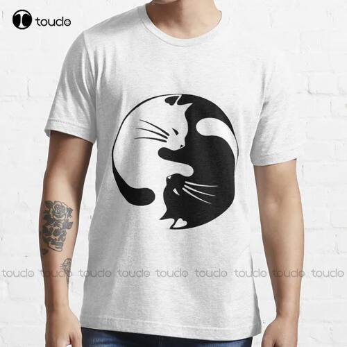 New Ying Yang Cat T-Shirt Cotton Tee Shirt S-5Xl Girls Unifo