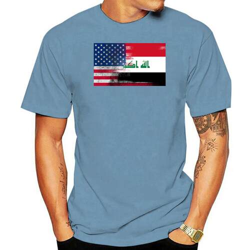 100% Cotton O-neck Custom Printed Men T shirt Iraqi American
