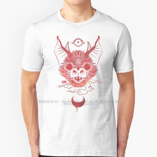 Bat Chiroptera With Moon And Eye 100% Cotton T Shirt Chiropt