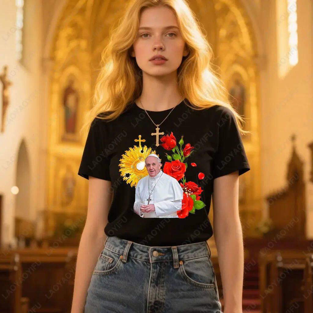 Pope Francis 1936-2025 Printed T-shirt Thank You for The Mem