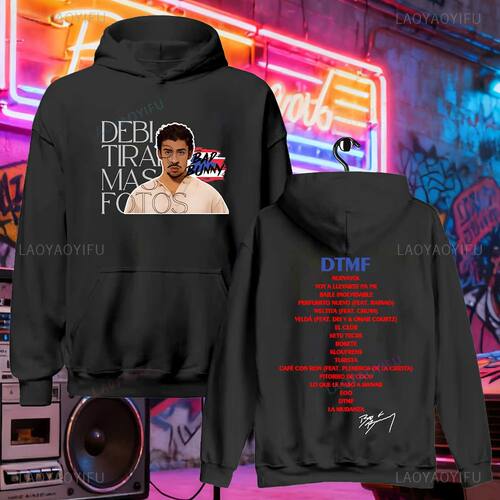 Bad Bunny Album DTMF Print Pullover Fashion Loose Hoodie Aut