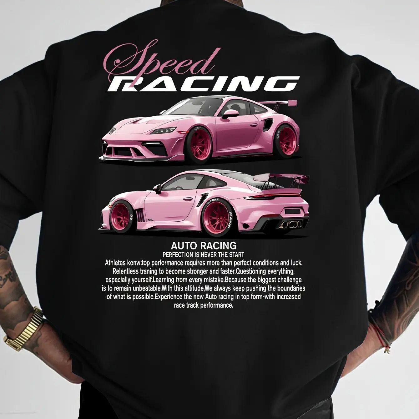 Men's Streetwear Loose Fit Graphic T-Shirt Vibrant Pink Geom