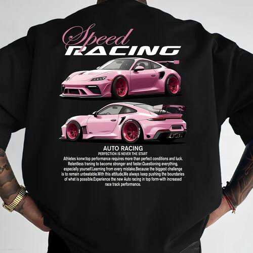 Men's Streetwear Loose Fit Graphic T-Shirt Vibrant Pink Geom