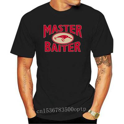 New Master Baiter Logo T Shirt Mens Funny Fishing Joke Merch