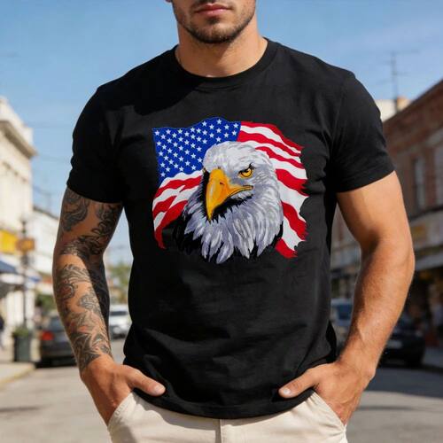 Patriotic Eagle USA T-Shirt American Flag Creative Design Ts