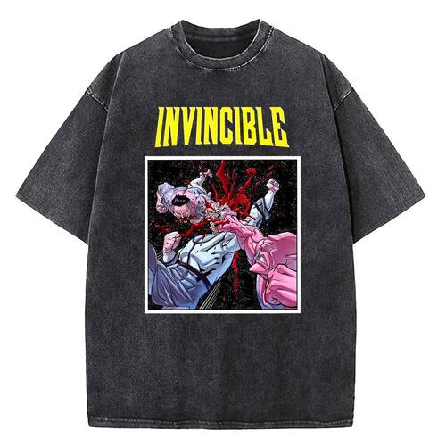 Men Women Invincible Hero Vintage Washed T Shirts High Quali