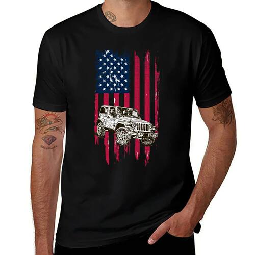 Vintage Off Road 4x4 Driving American Flag T-Shirt new gifts