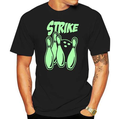 Ten Pin Bowling Strike Glow In The Dark Mens Adults T Shirt