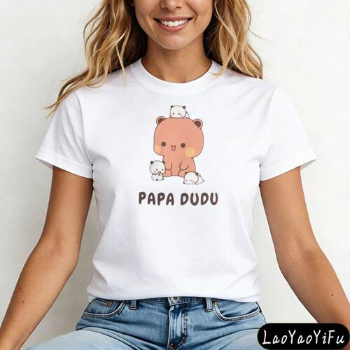 Papa Dudu Graphic Printed T-shirt Cute DuduBubu Bear Shirt C