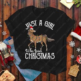 Christmas Horse Riding Holiday Graphic T Shirts Colorful Lam