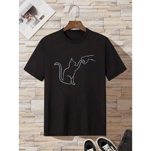 Cat Round Neck T-shirts, Causal Tees, Short Sleeves Tops, Me