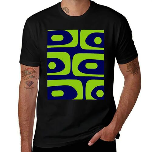 Mid Century Modern Piquet Abstract Pattern in Bright Navy Bl