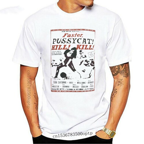 New MENS GREY T-Shirt FASTER PUSSYCAT! KILL! KILL! CULT RUSS