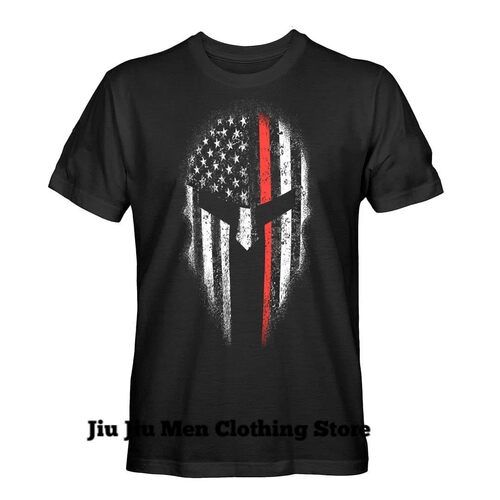 Spartan Warrior Black Graphic Print Men's T-shirt Oversize C
