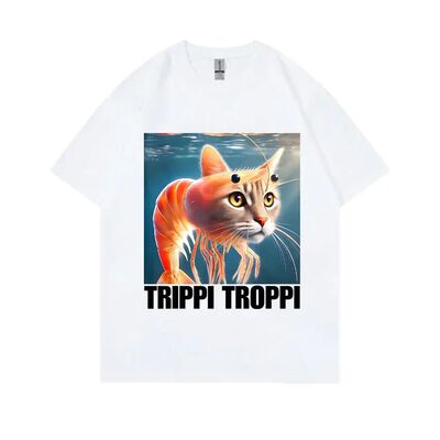 Italian Brainrot Trippi Troppi Cat Funny Meme T-shirt Summer