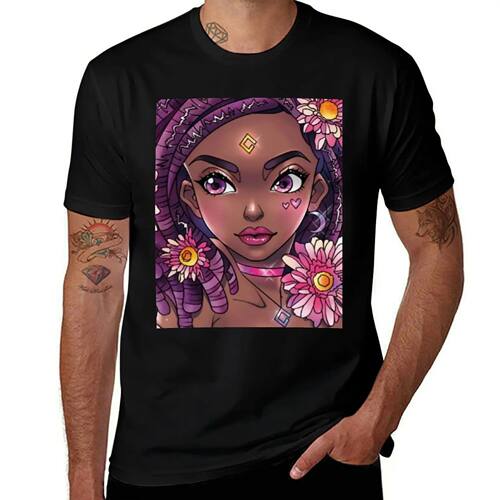 Purple haired black girl T-Shirt vintage clothes summer tops