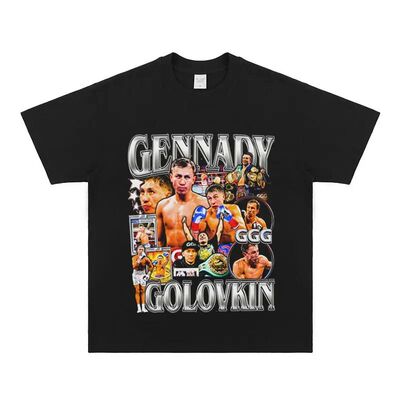 Golovkin Gold Short Sleeve T-Shirt American Sports Boxing Fi