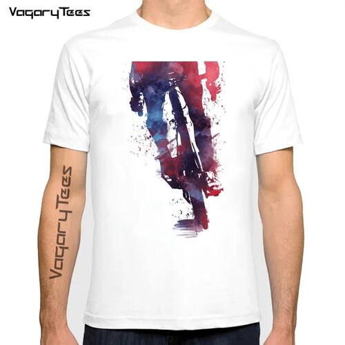 cycling art Homme streetwear t-shirt cyclist watercolor t sh