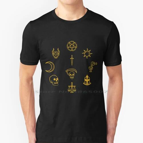 Night Occult Pattern Gold Knight Funny Legends 100% Cotton T