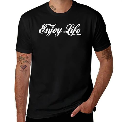 Enjoy Life T-Shirt blacks anime shirt man t shirt topping pl