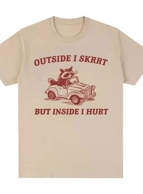 2008Outside I Inside I Hurt Raccoon Meme T-Shirt Funny Weird
