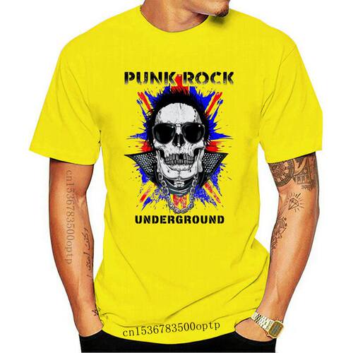 Velocitee Mens T-Shirt Punk Rock Underground Skull V86 Cotto