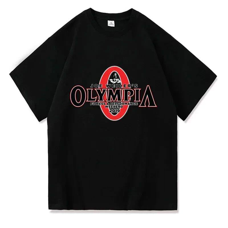 2023 Summer New OLYMPIA Men Gyms 100% Cotton T Shirt Men Cau
