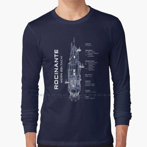 Rocinante Blueprint-The Expanse 100% Cotton Long Sleeve T Sh