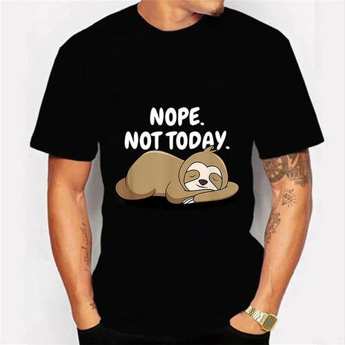 CX Nope Not Today Graphic Tshirt Funny Lazy Sloth Fashion Ha