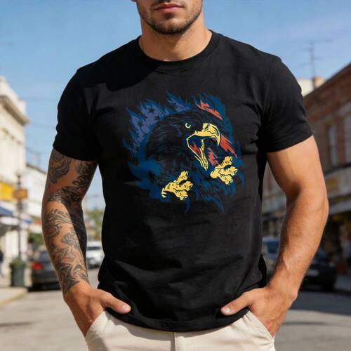 American Flag Eagle Printed Shirt Patriot Gift T-Shirt USA M