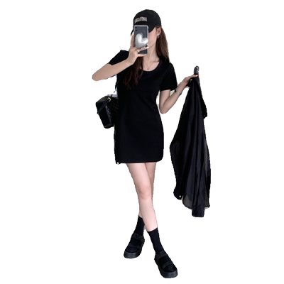 短袖T恤裙女辣妹包臀连衣裙子