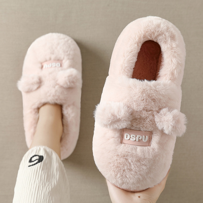 可爱小耳朵包跟棉鞋女冬天棉拖鞋