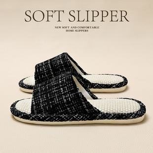 夏季 女款 男家居室内2025新款 待客棉麻布拖鞋 四季 家用吸汗亚麻拖鞋