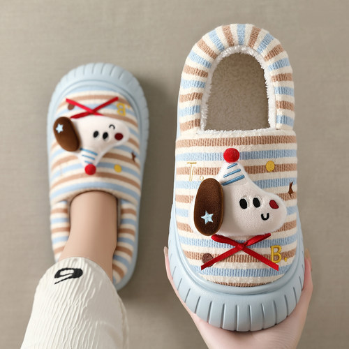 卡通小狗棉拖鞋女款包跟2025新款