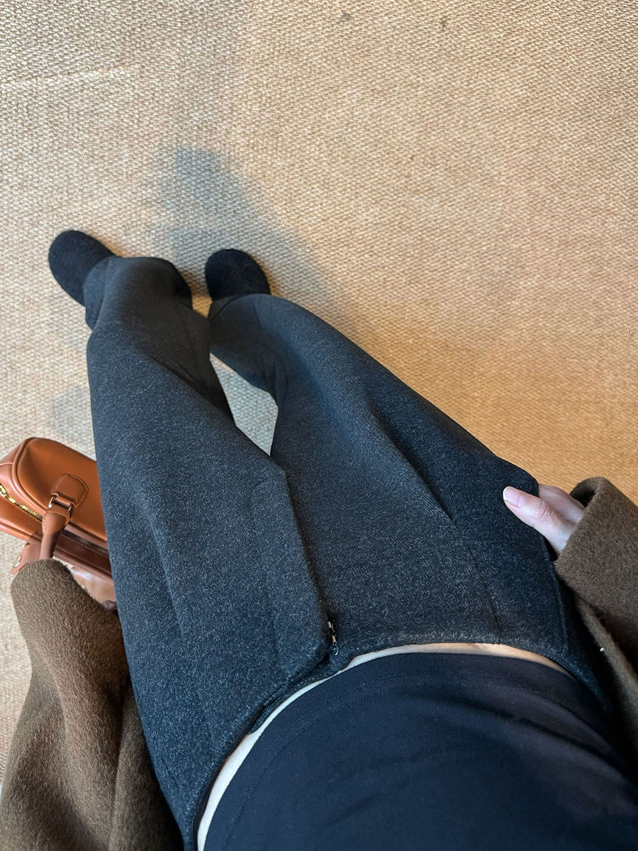 灰色加绒加厚西装阔腿裤女秋冬款季羊毛糯米裤高腰垂感休闲直筒裤