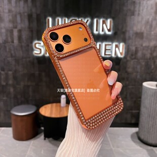 可放照片适用iPhone17手机壳Air苹果16promax轻奢闪钻边15超好看14透明镶钻13超薄外壳Pro放相片ip卡片pm女款
