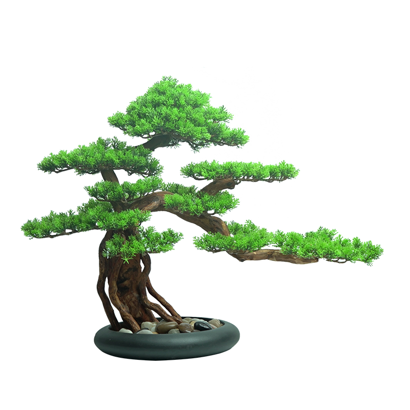 中式迎客松小摆件酒店造景装饰品客厅玄关桌绿植家居松树盆景