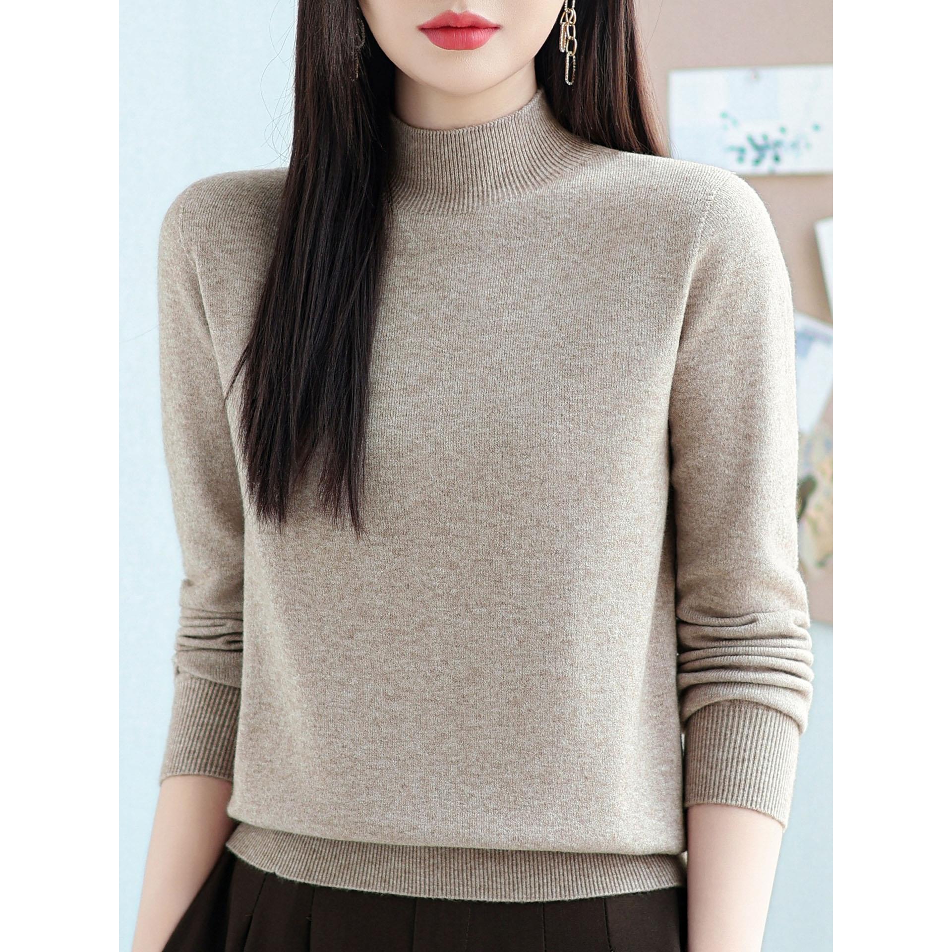 JOYIASS一线成衣2025秋冬新款半高领薄毛衣针织打底衫宽松长袖纯