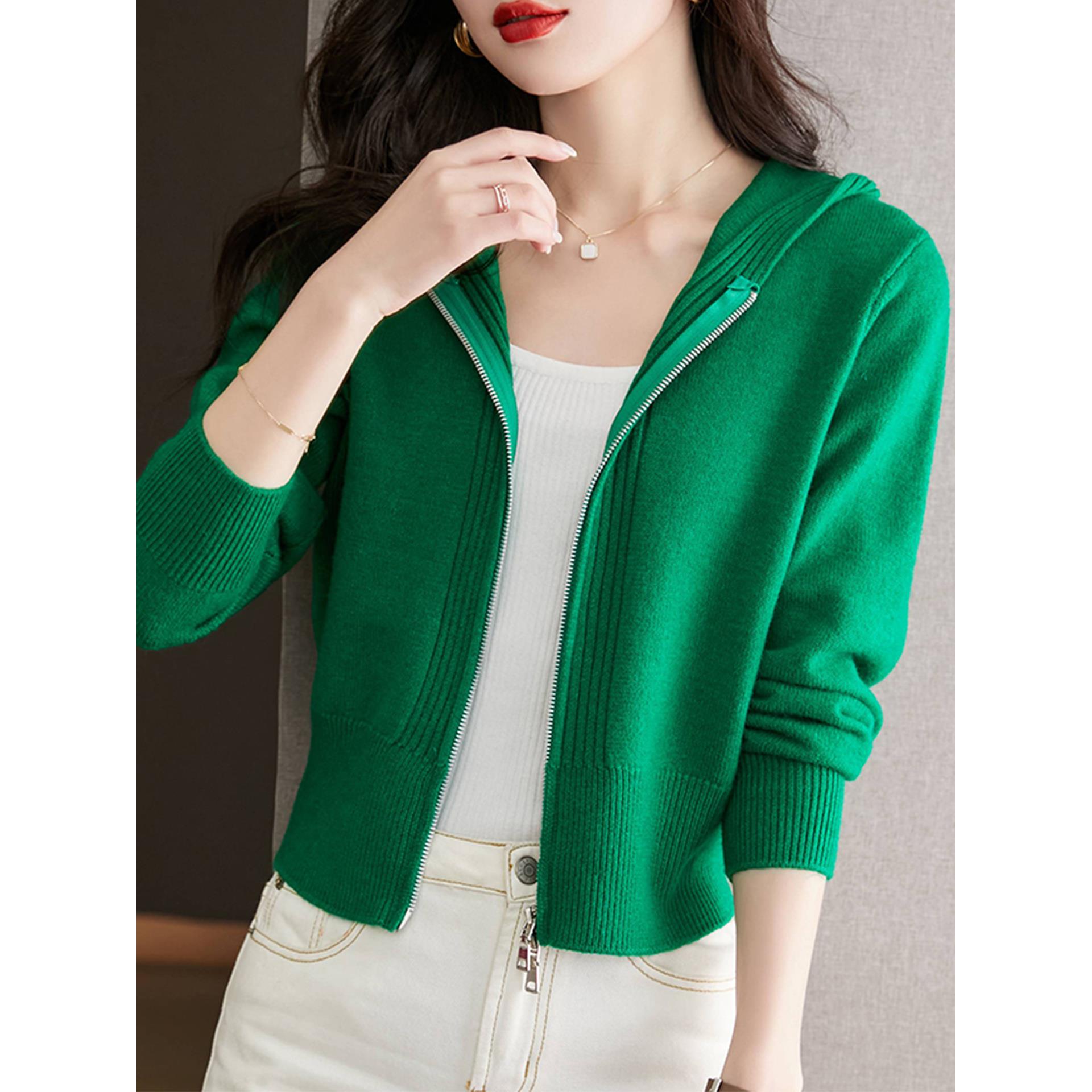 JOYIASS2025秋冬新款针织开衫外套女长袖连帽宽松显瘦毛衣衫上衣