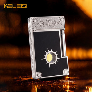 KLSQ07克雷斯磨砂西部牛仔钢音朗声侧打明火砂轮充气打火机礼品