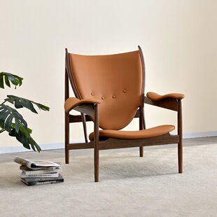 酋长椅北美黑胡桃木休闲椅北欧实木扶手椅丹麦设计师单人椅子