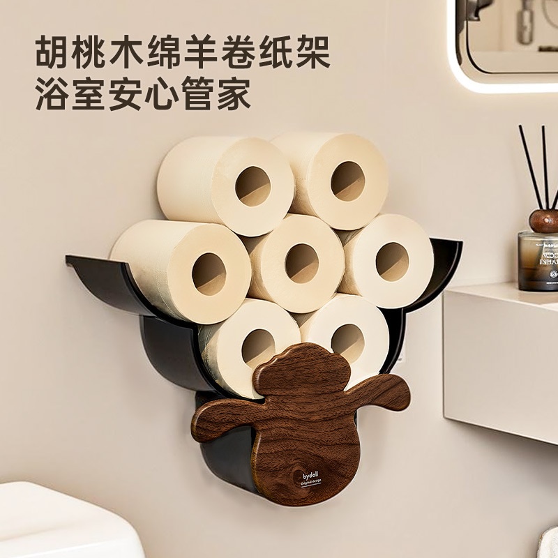 复古卫浴纸巾架小羊收纳架批发壁挂免打孔纸巾置物架卫生间卷纸架