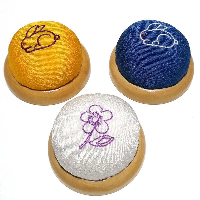 跨境绣花木底针插兔子花朵针扎田园风针垫插针包手工缝纫工具E353